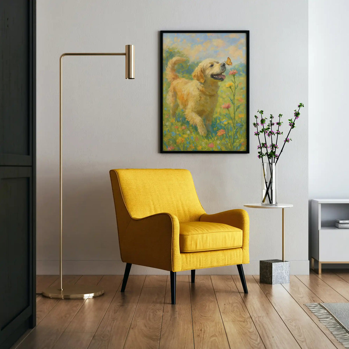 Golden Retriever Impressionist-Inspired Portrait, Wall Art Print