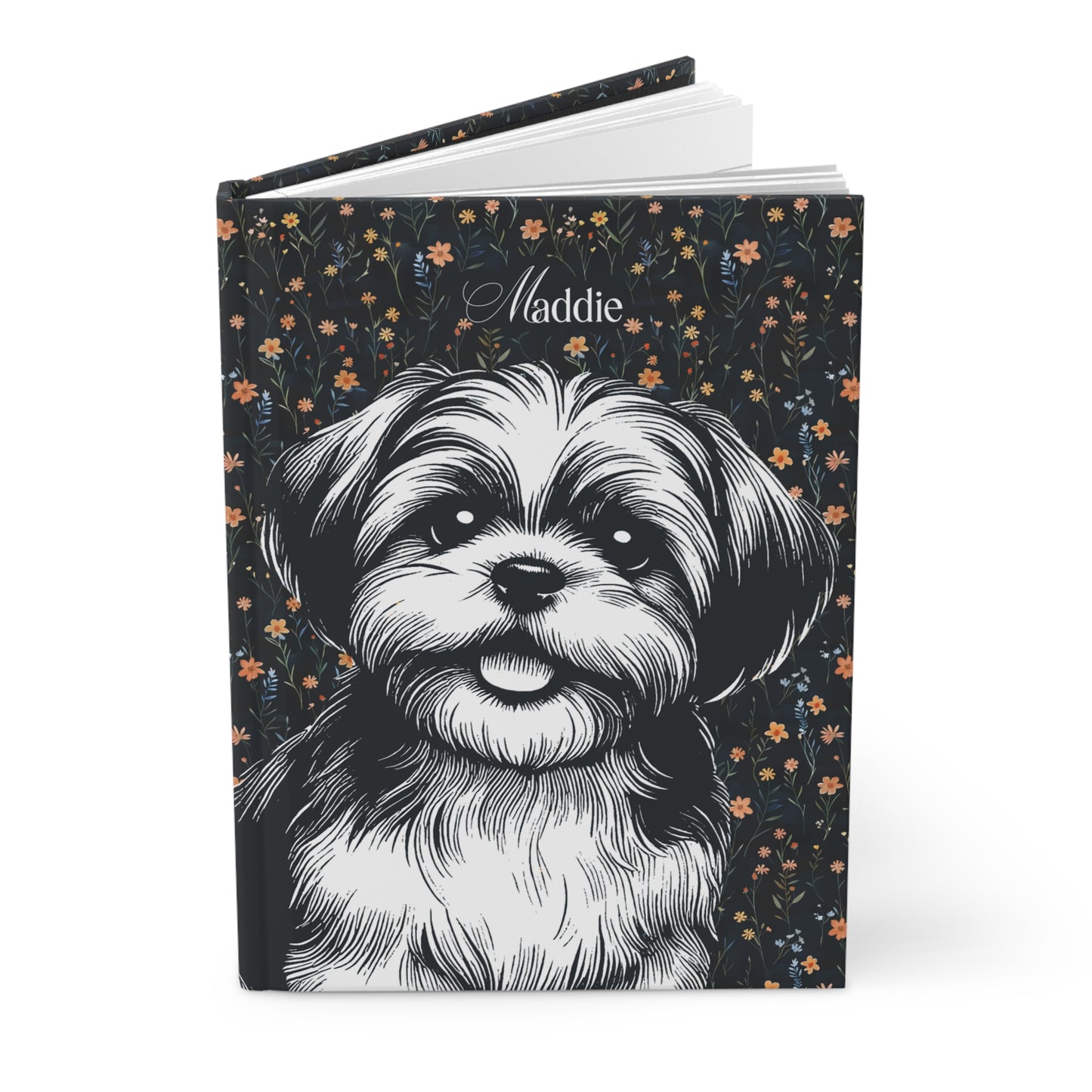Shih Tzu Flower Hardcover Journal