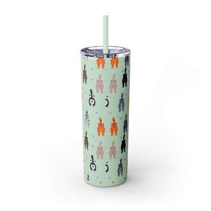 Cat Butts Skinny Tumbler with Straw, 20oz