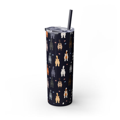 Cat Butts Skinny Tumbler with Straw, 20oz