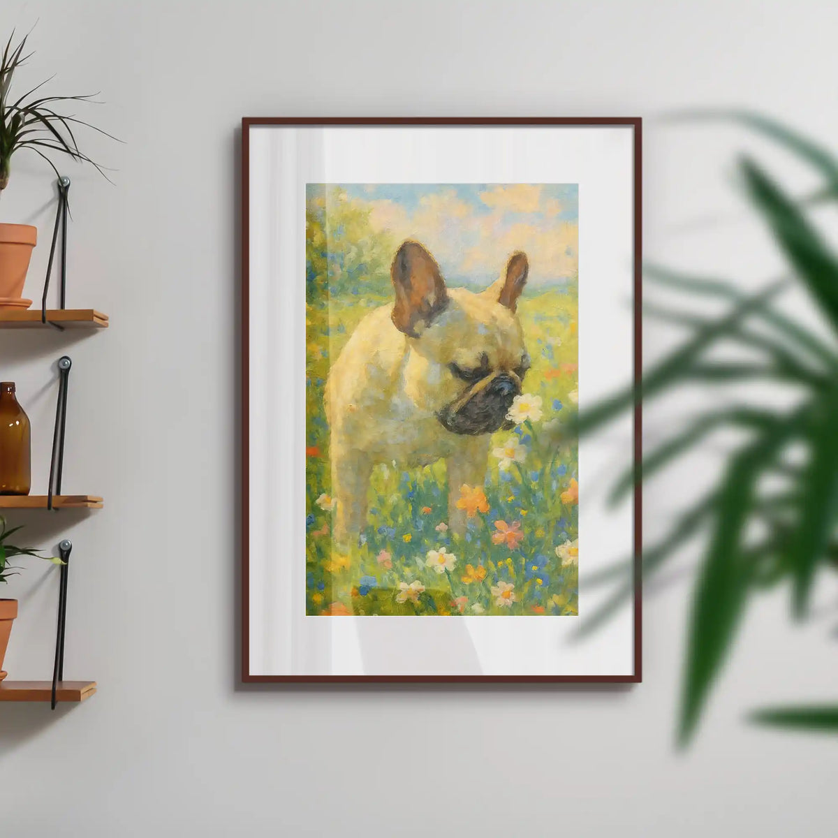 French Bulldog Impressionist-Inspired Portrait, Wall Art Print