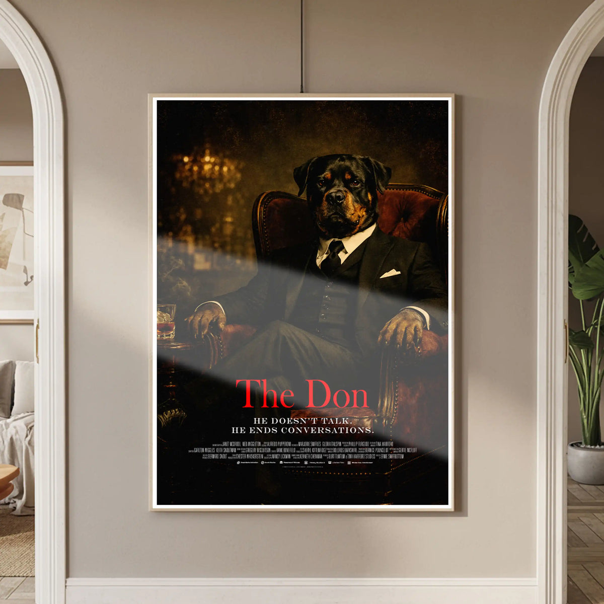 Rottweiler as The Don — Pet Family Mafia Movie Poster, Rotty Wall Art