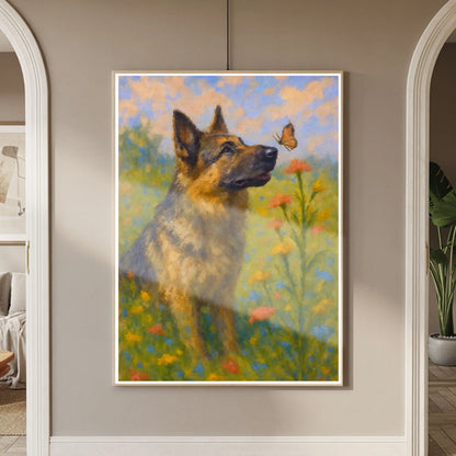 German Shepherd Impressionist Portrait, GSD Wall Art Print