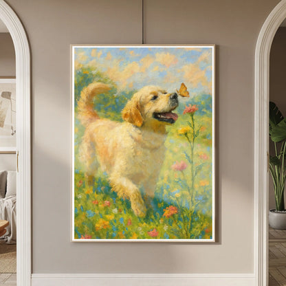 Golden Retriever Impressionist-Inspired Portrait, Wall Art Print