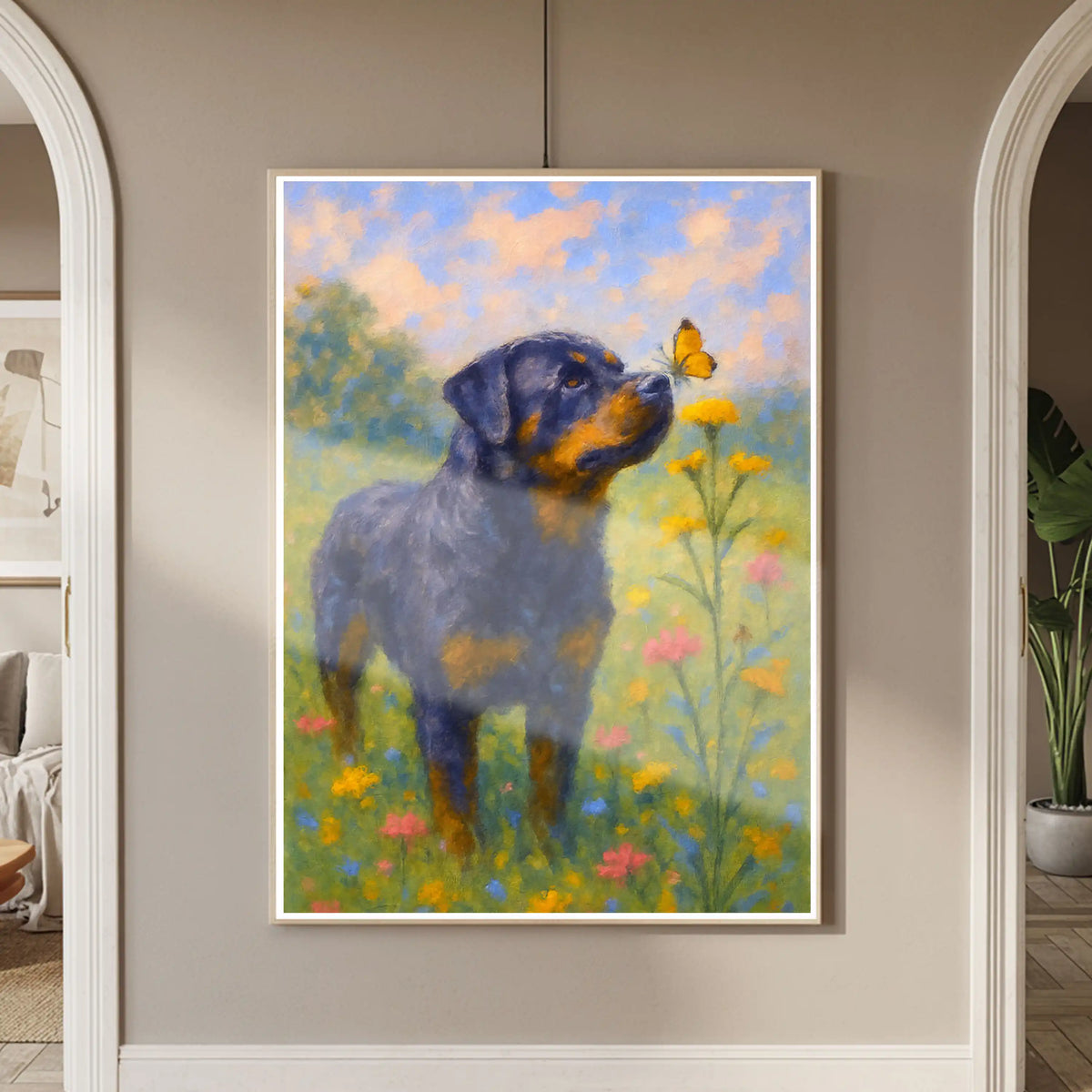 Rottweiler Impressionist Portrait, Rotty Wall Art Print