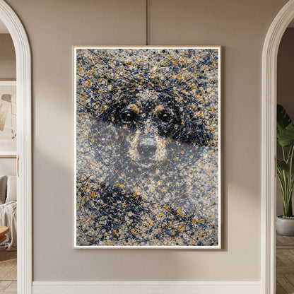 Dachshund Pollock-inspired Portrait, Doxie Wall Art Print