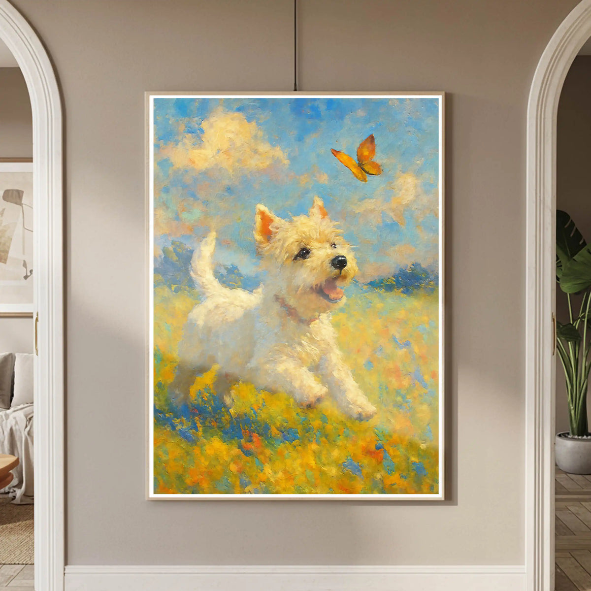 West Highland White Terrier Impressionist-Inspired Portrait, Westie Wall Art Print