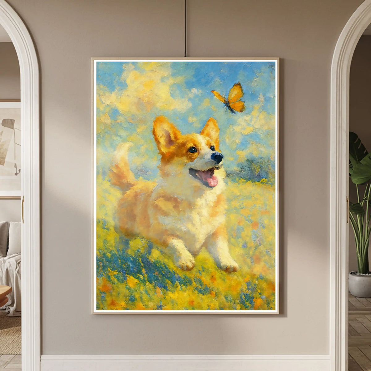 Corgi Impressionist Portrait, Wall Art Print