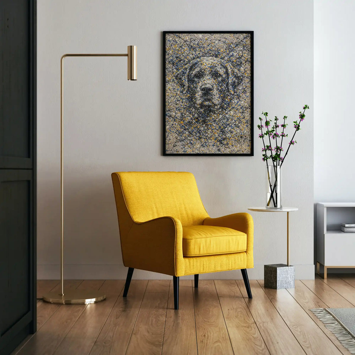 Labrador Retriever Pollock-inspired Portrait, Lab Wall Art Print