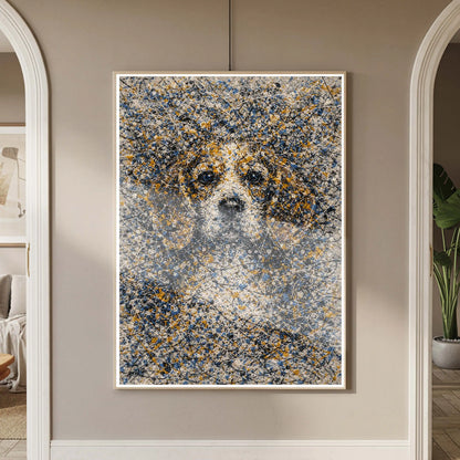 Beagle Pollock-inspired Portrait, Beagle Wall Art Print