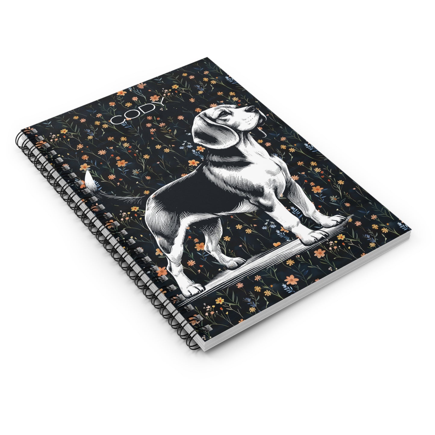 Beagle Floral Spiral Notebook