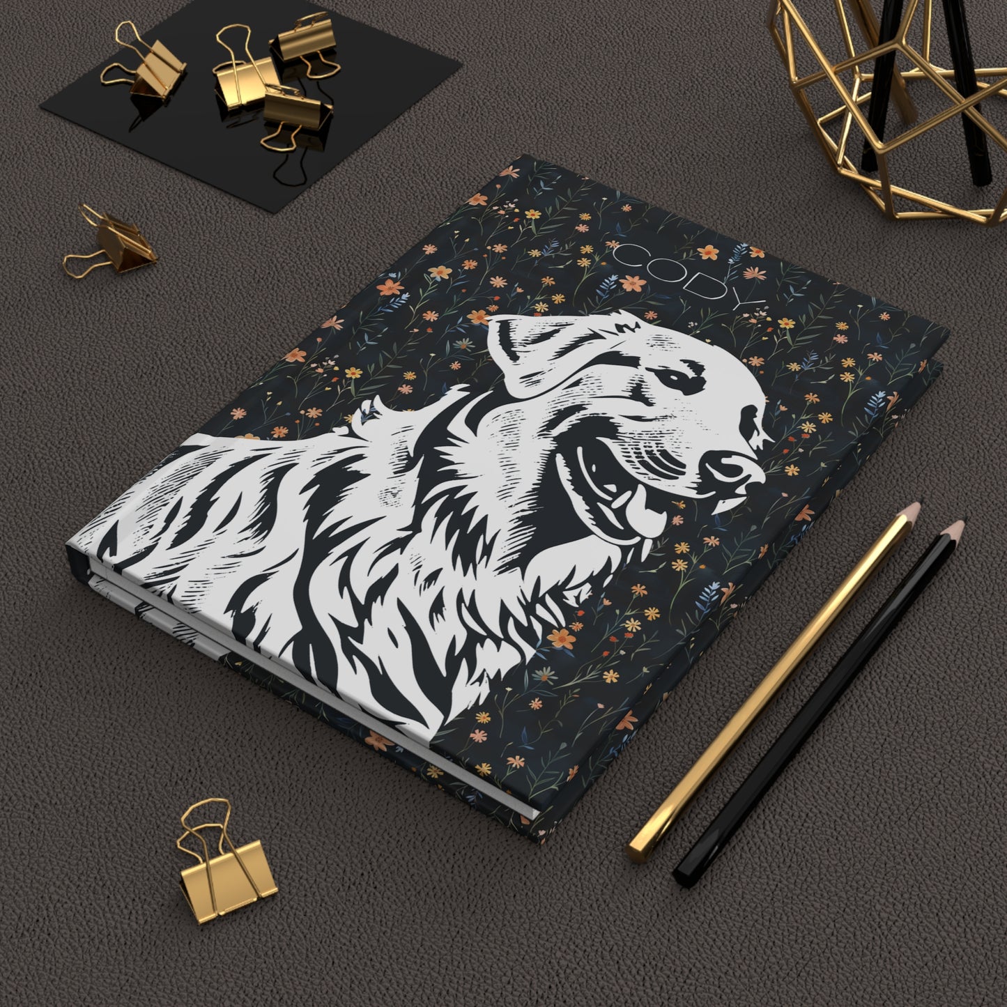 Golden Retriever Floral Hardcover Journal