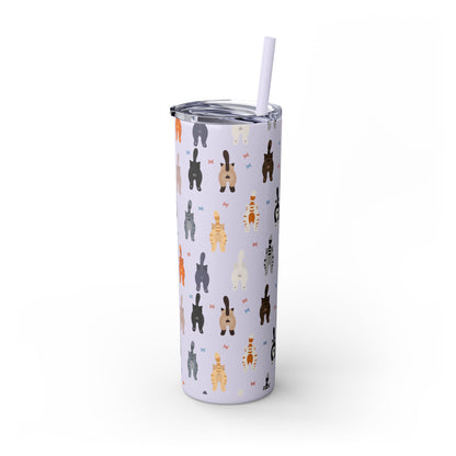 Cat Butts Skinny Tumbler with Straw, 20oz