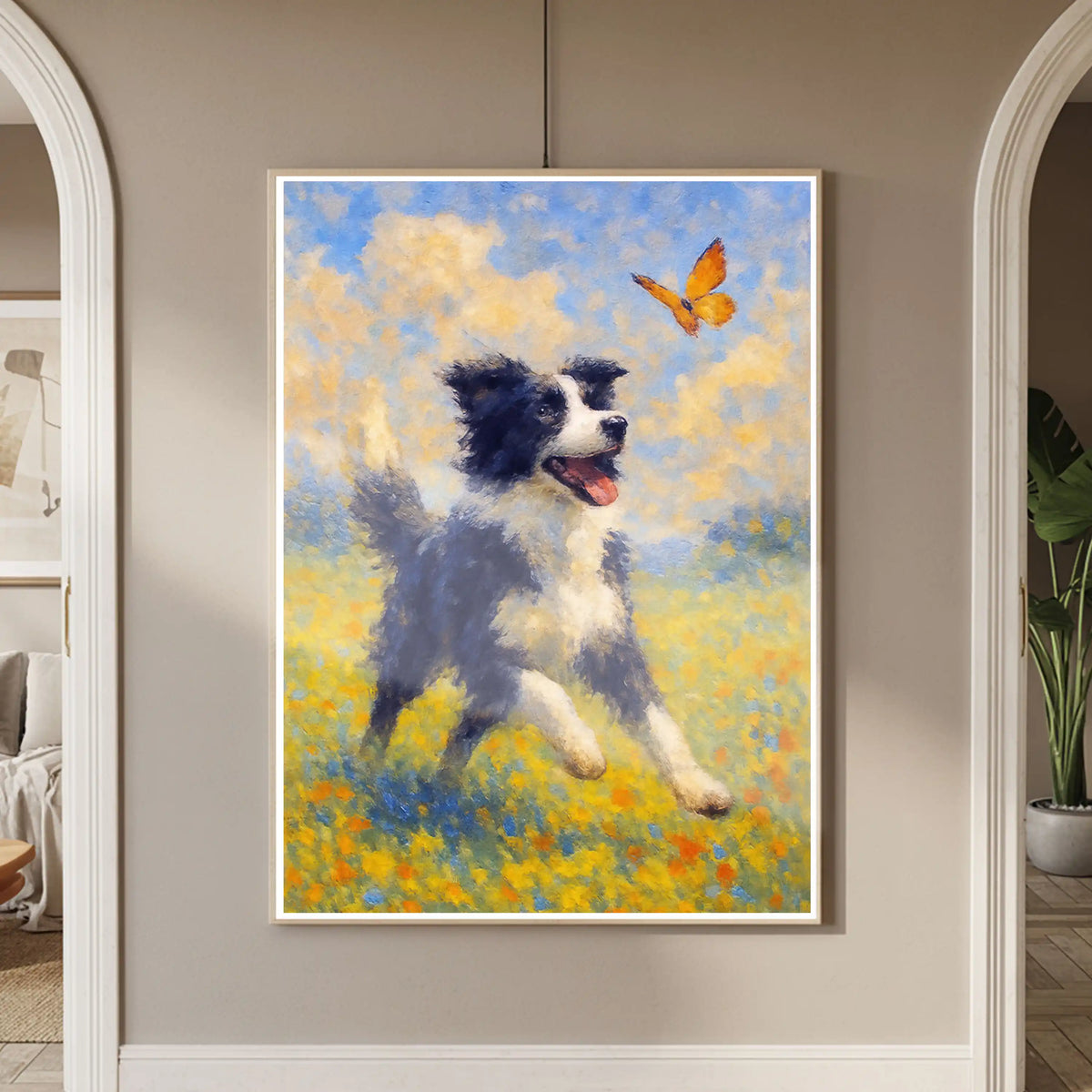 Border Collie Impressionist Portrait, Collie Wall Art Print
