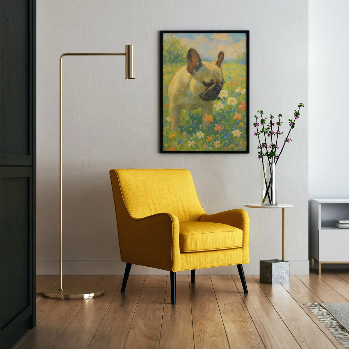 French Bulldog Impressionist-Inspired Portrait, Wall Art Print