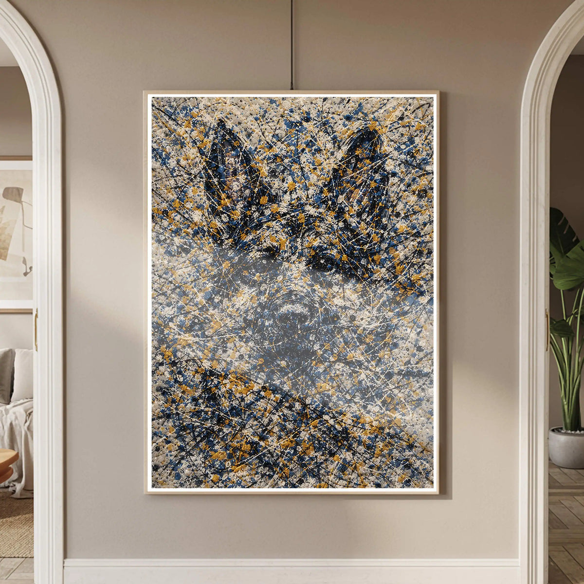 German Shepherd Pollock-inspired Portrait, GSD Wall Art Print