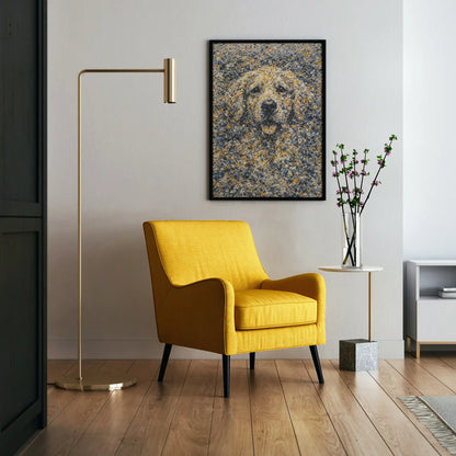 Golden Retriever Pollock-inspired Portrait, Goldie Wall Art Print