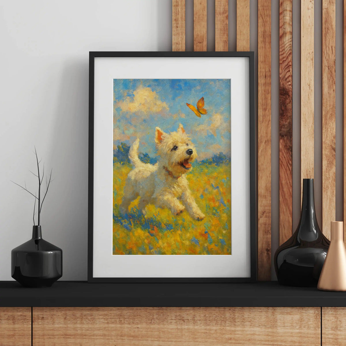 West Highland White Terrier Impressionist-Inspired Portrait, Westie Wall Art Print