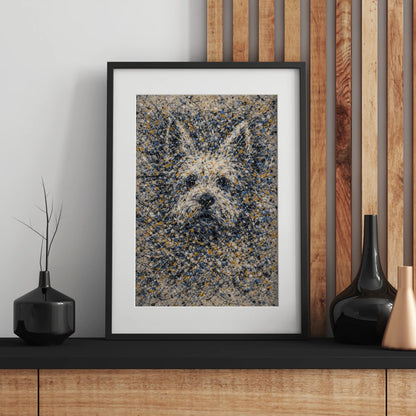 West Highland White Terrier Pollock-inspired Portrait, Westie Wall Art Print