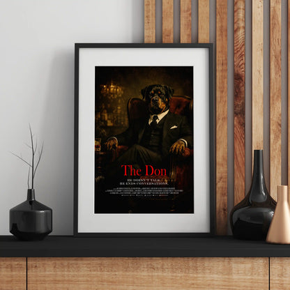 Rottweiler as The Don — Pet Family Mafia Movie Poster, Rotty Wall Art