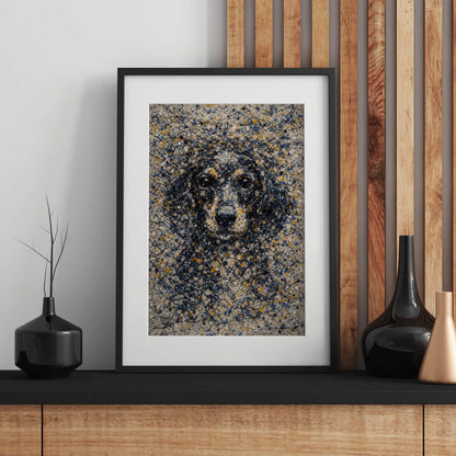 Dachshund Pollock-inspired Portrait, Doxie Wall Art Print