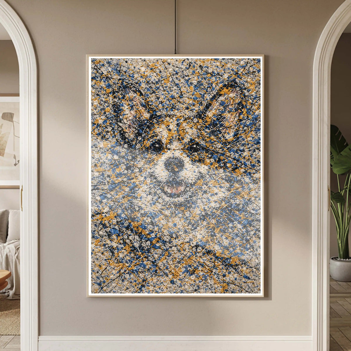 Corgi Pollock-Inspired Portrait, Wall Art Print
