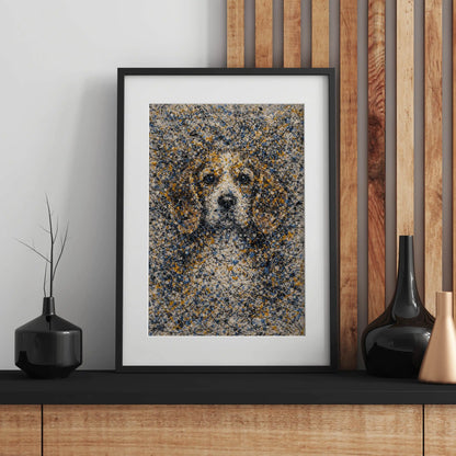 Beagle Pollock-inspired Portrait, Beagle Wall Art Print