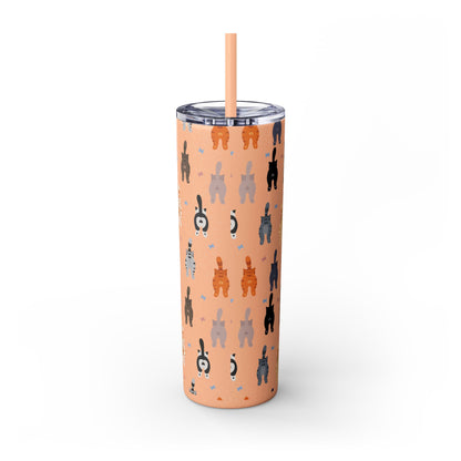 Cat Butts Skinny Tumbler with Straw, 20oz