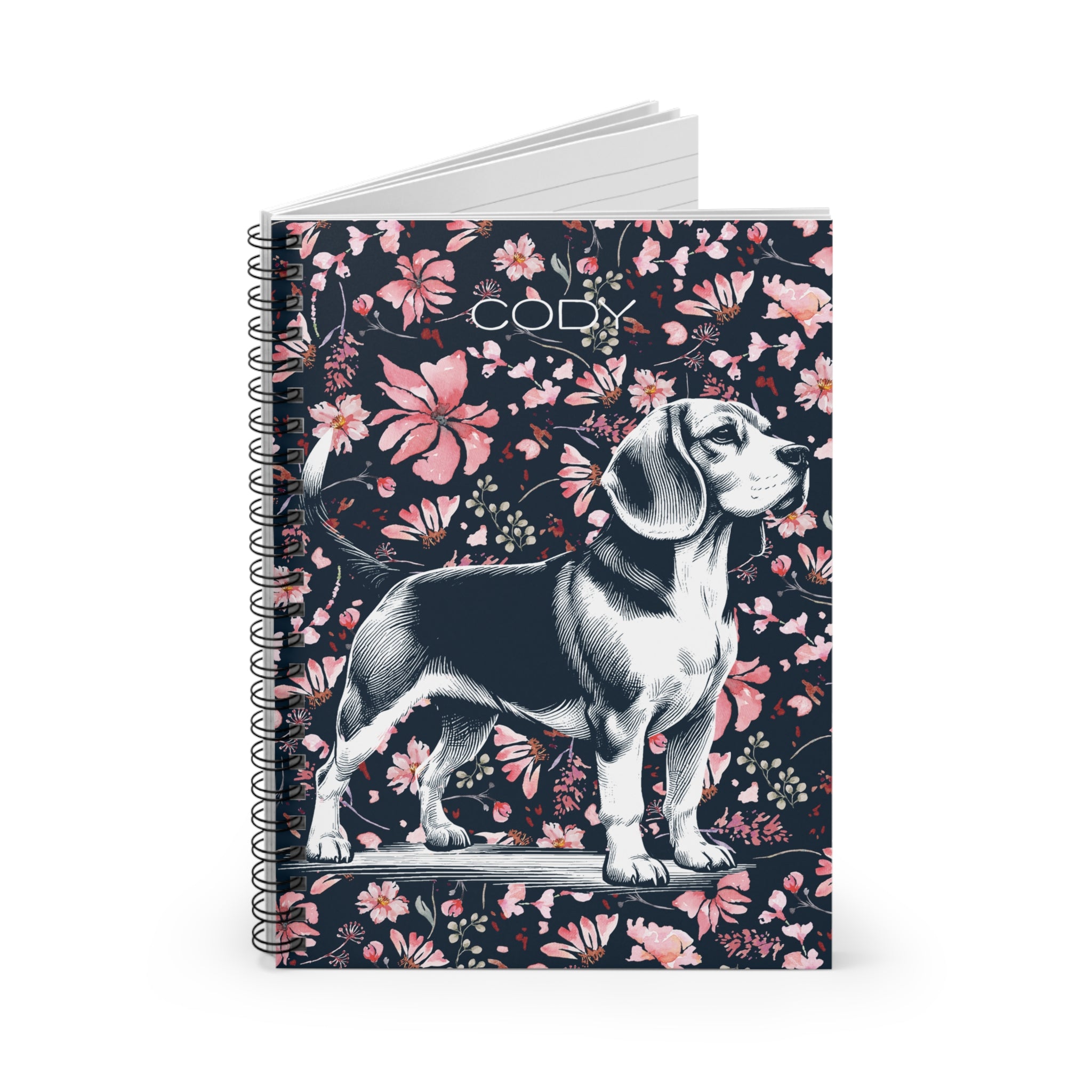 Beagle Floral Spiral Notebook