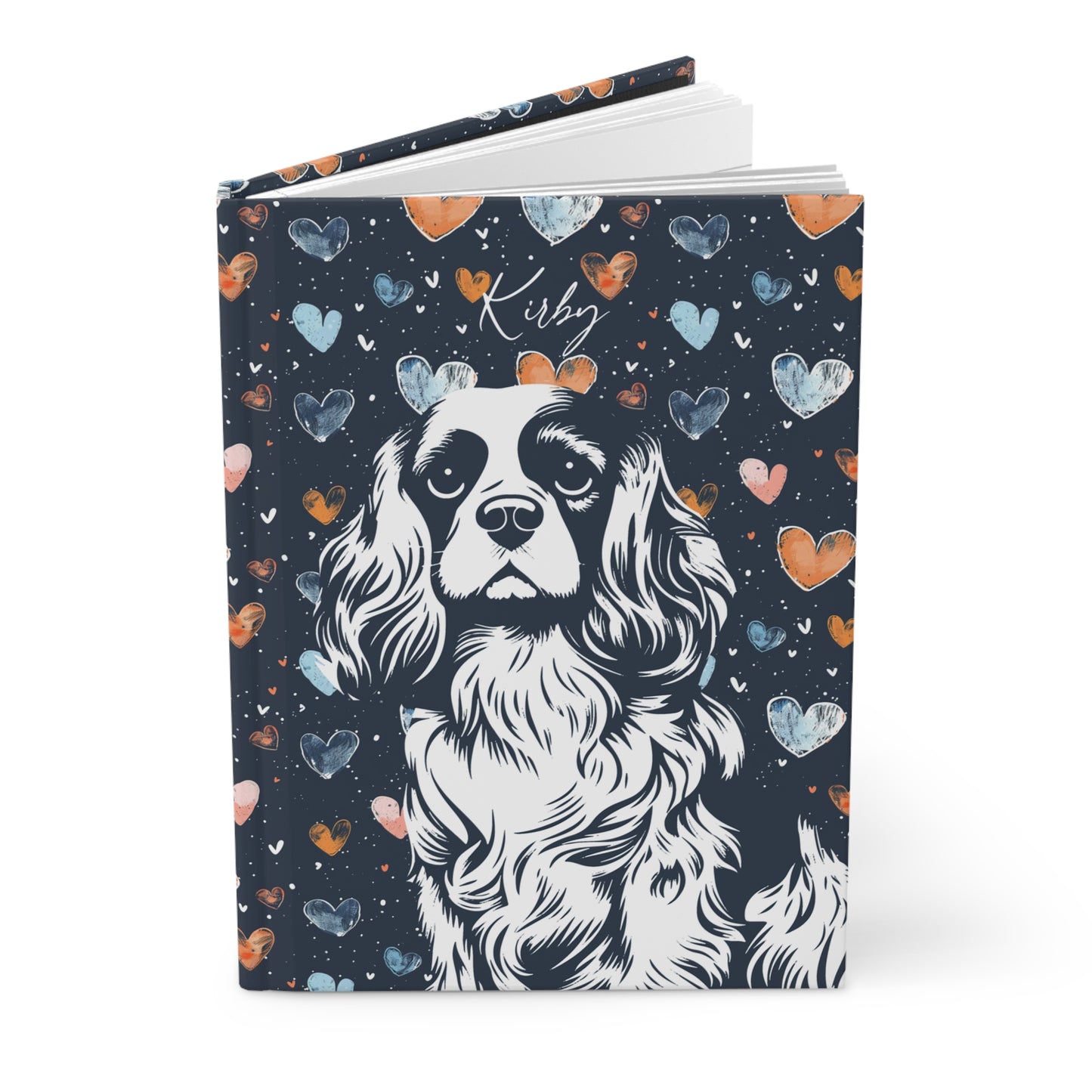 Cavalier King Charles Spaniel Hearts Hardcover Journal