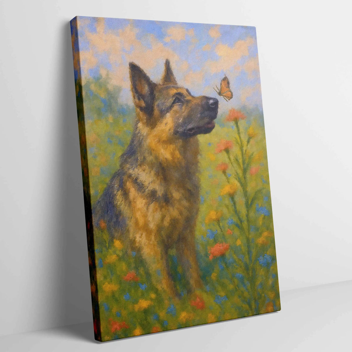 German Shepherd Impressionist Portrait, GSD Wall Art Print