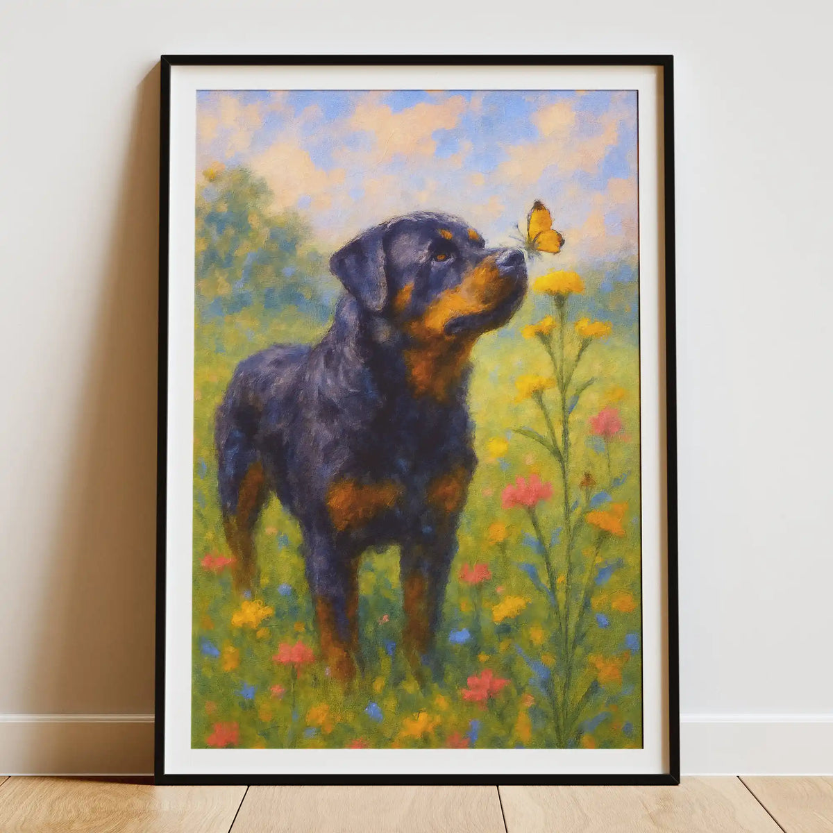 Rottweiler Impressionist Portrait, Rotty Wall Art Print