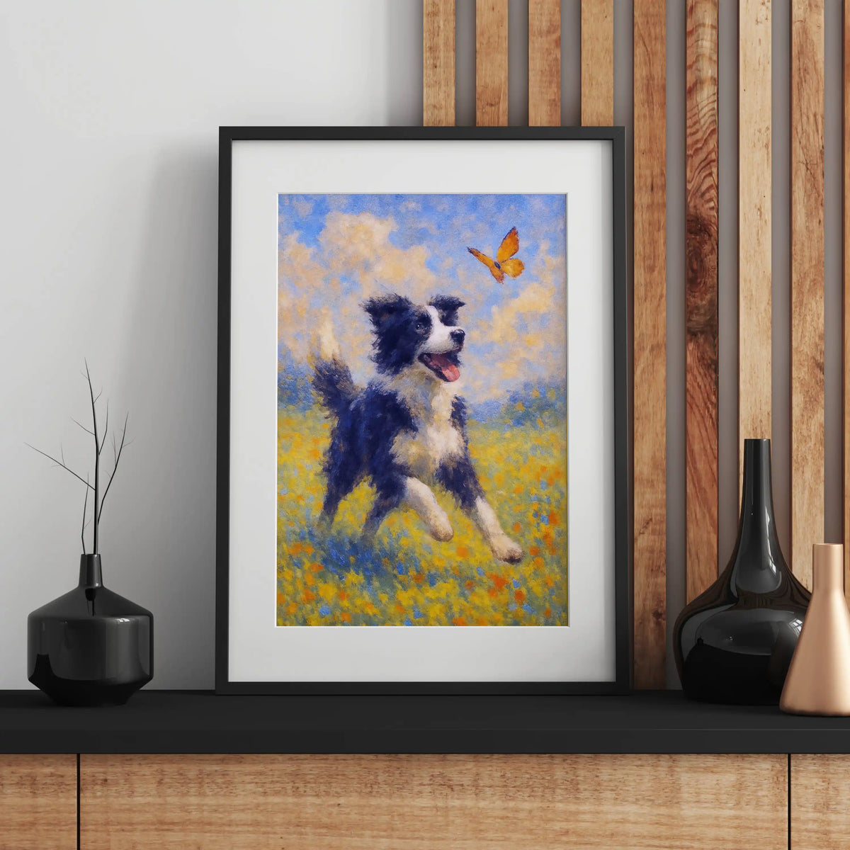 Border Collie Impressionist Portrait, Collie Wall Art Print