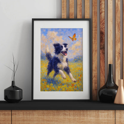 Border Collie Impressionist Portrait, Collie Wall Art Print