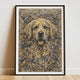Golden Retriever Pollock-inspired Portrait, Goldie Wall Art Print