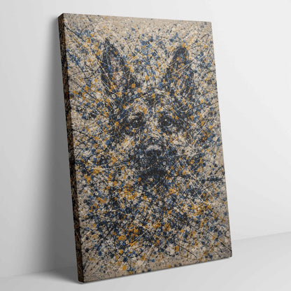 German Shepherd Pollock-inspired Portrait, GSD Wall Art Print