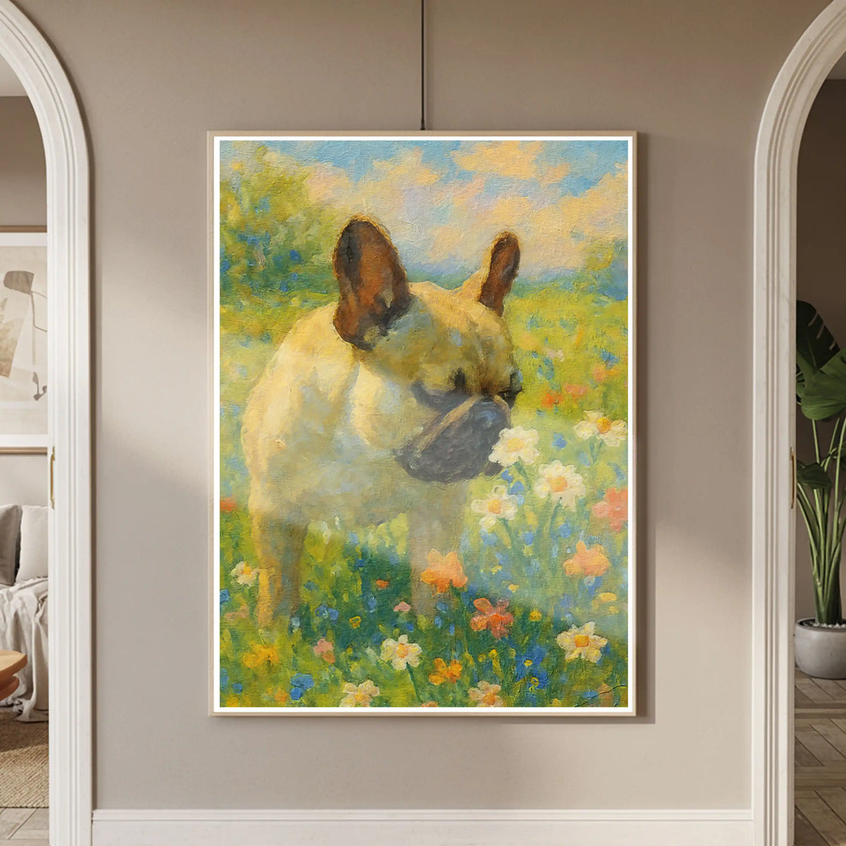 French Bulldog Impressionist-Inspired Portrait, Wall Art Print