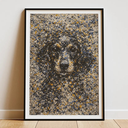 Dachshund Pollock-inspired Portrait, Doxie Wall Art Print