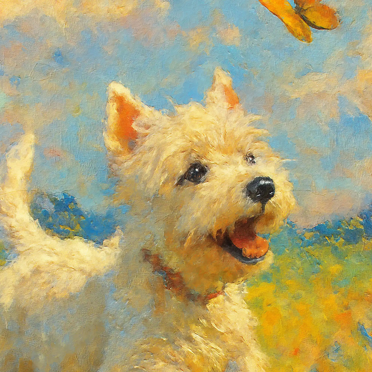 West Highland White Terrier Impressionist-Inspired Portrait, Westie Wall Art Print