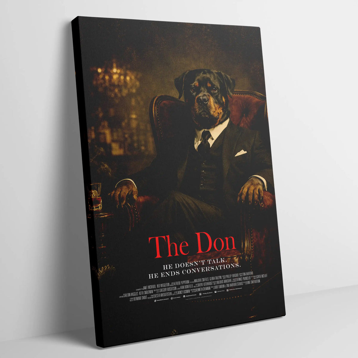 Rottweiler as The Don — Pet Family Mafia Movie Poster, Rotty Wall Art