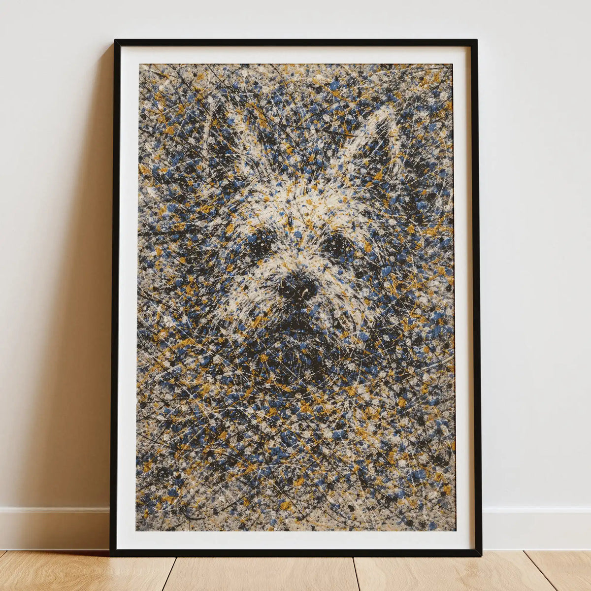West Highland White Terrier Pollock-inspired Portrait, Westie Wall Art Print