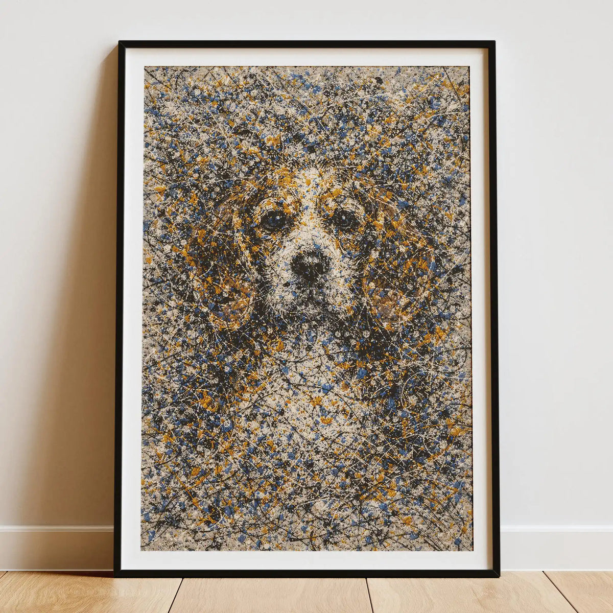 Beagle Pollock-inspired Portrait, Beagle Wall Art Print