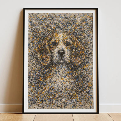 Beagle Pollock-inspired Portrait, Beagle Wall Art Print