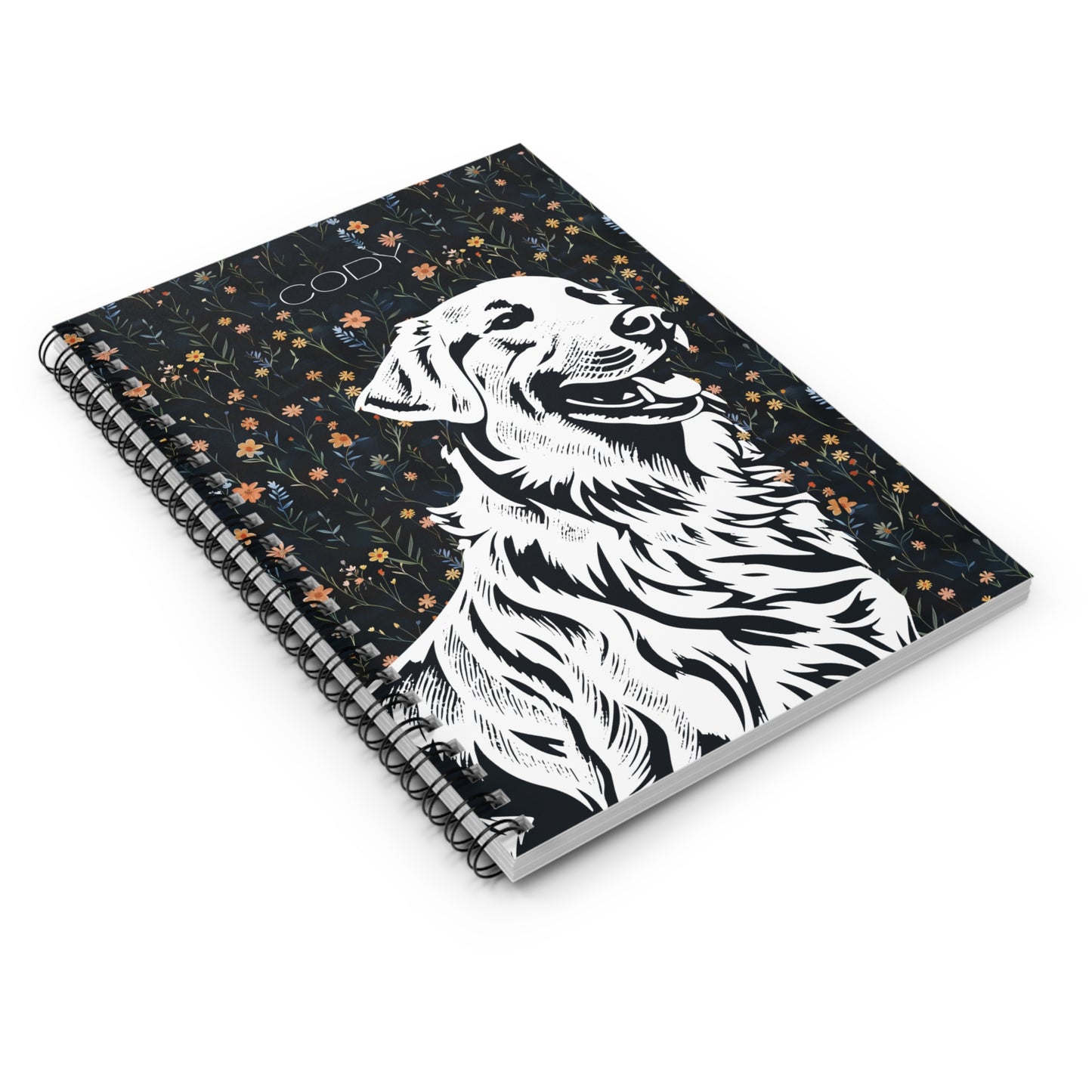 Golden Retriever Floral Spiral Notebook
