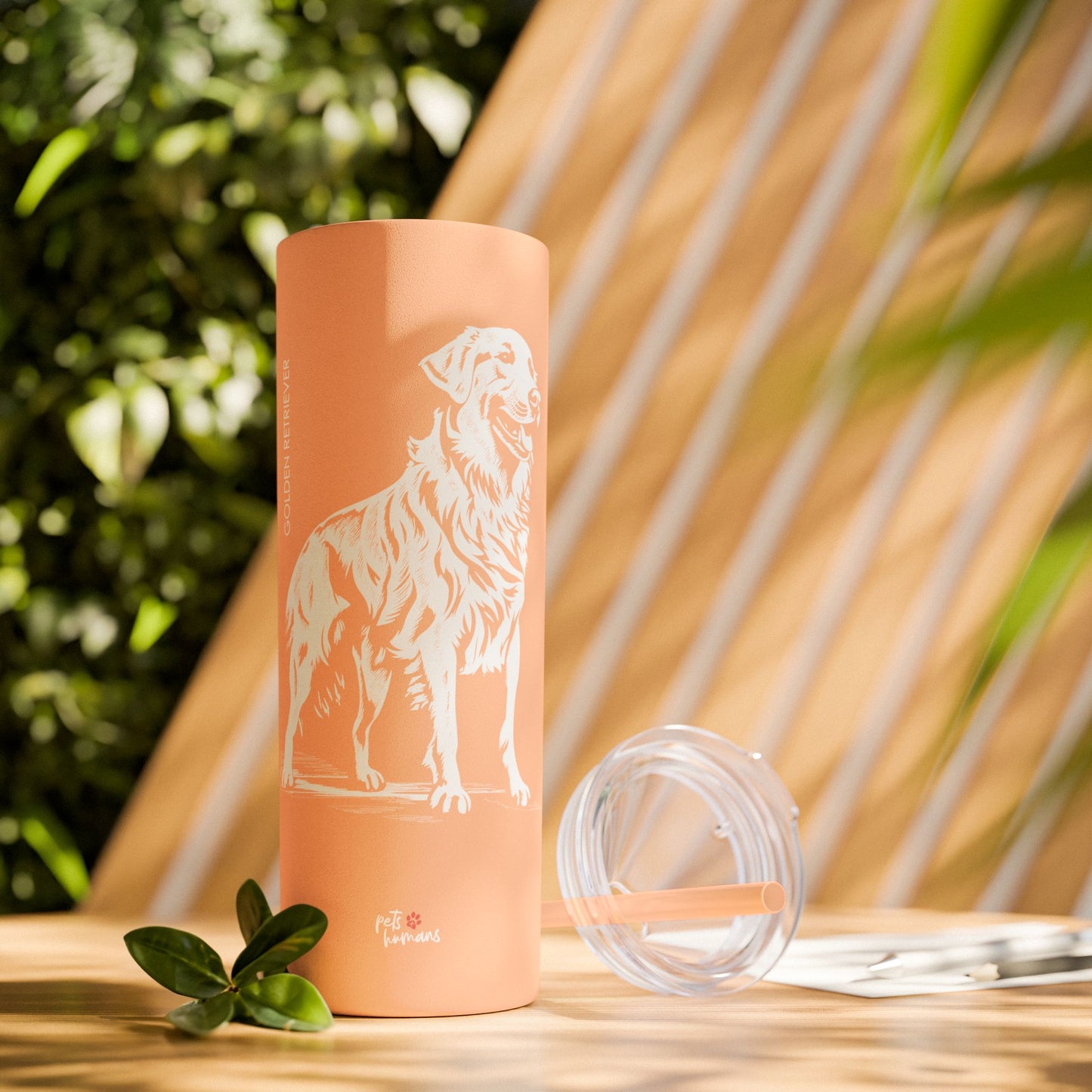 Golden Retriever Skinny Tumbler with Straw, 20oz