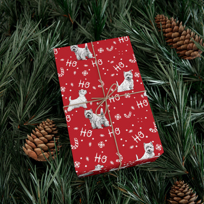 Westie Christmas "Ho Ho Ho" Gift Wrap Papers