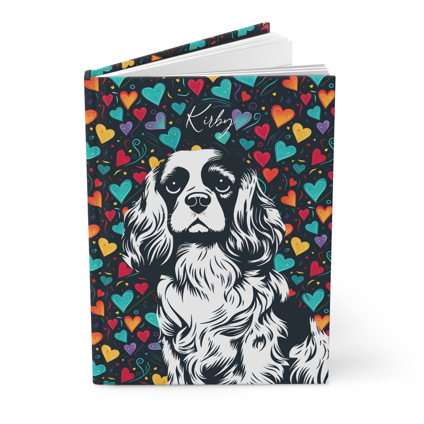 Cavalier King Charles Spaniel Hearts Hardcover Journal