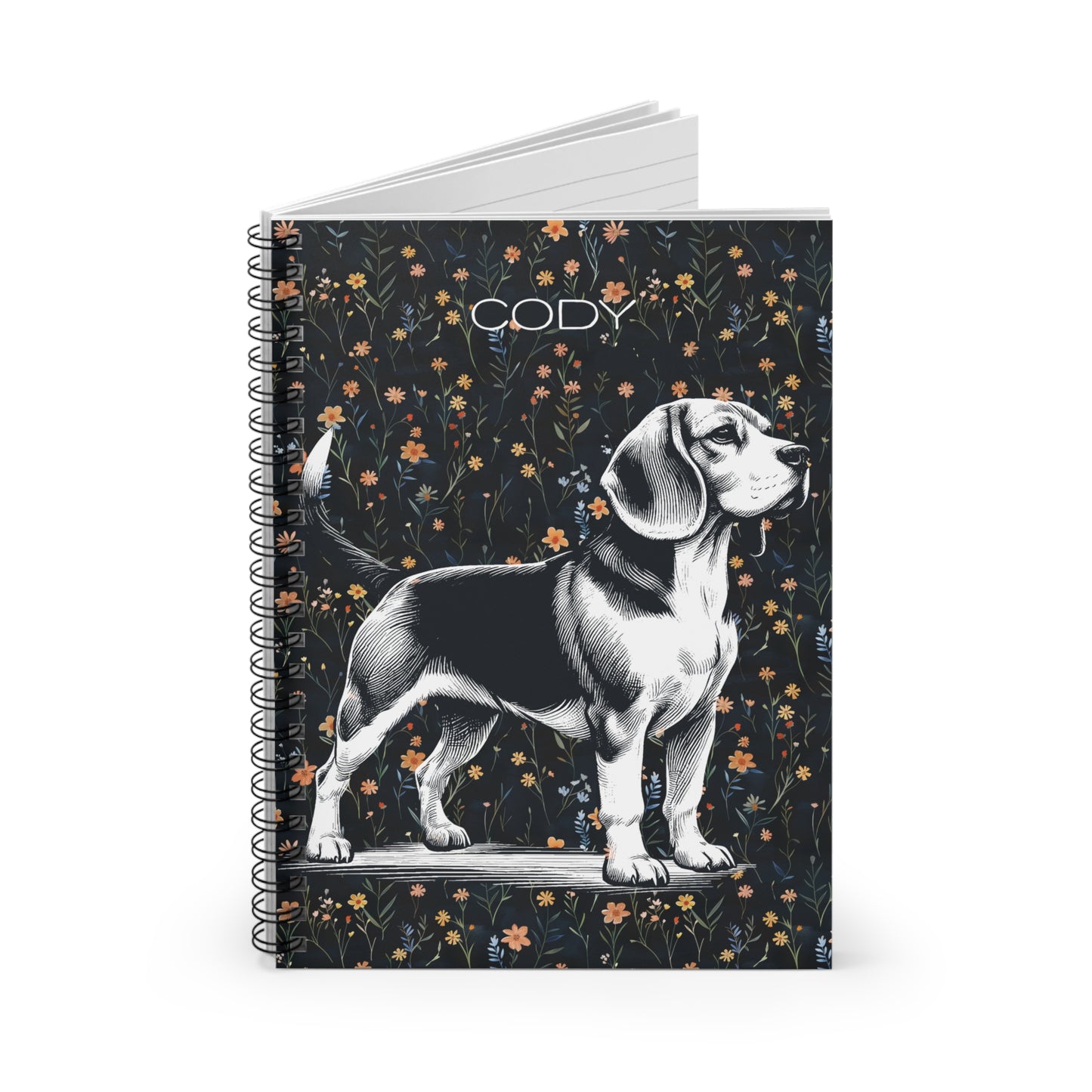 Beagle Floral Spiral Notebook