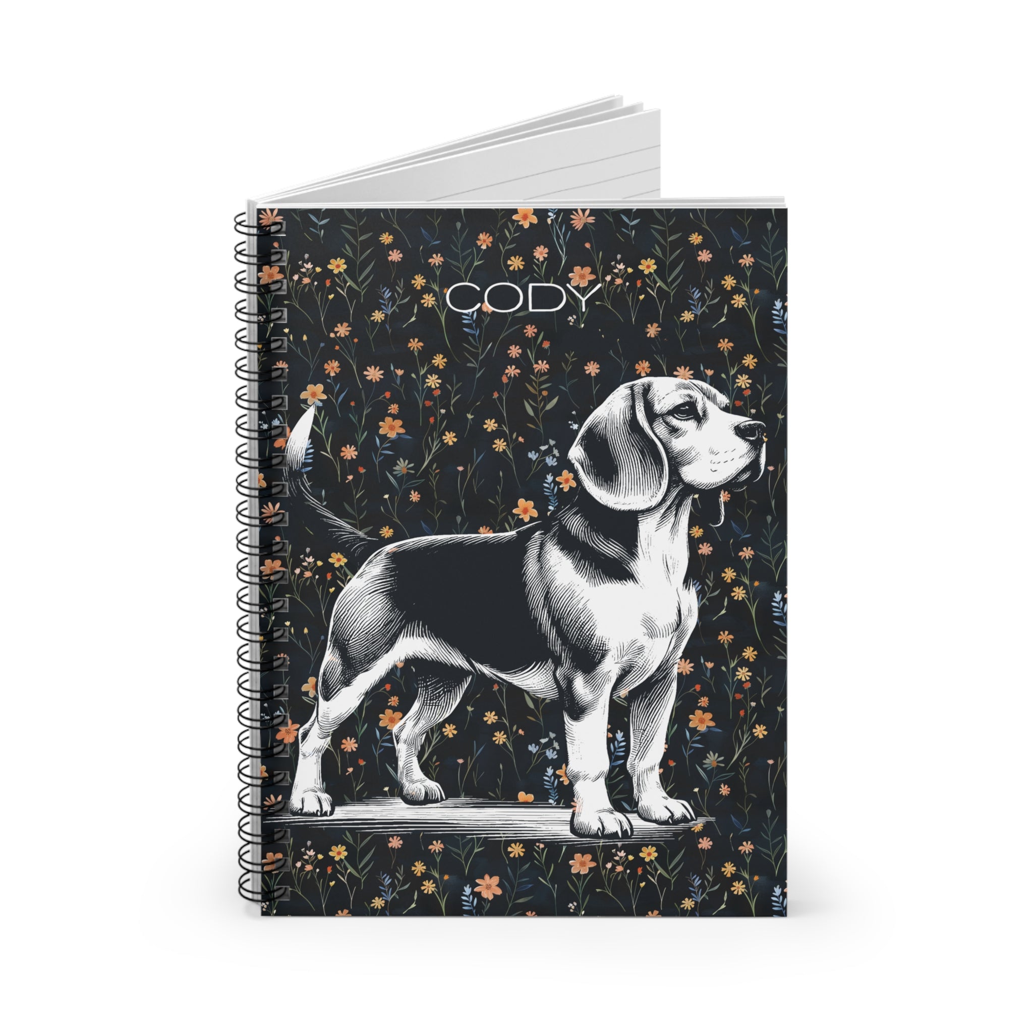 Beagle Floral Spiral Notebook