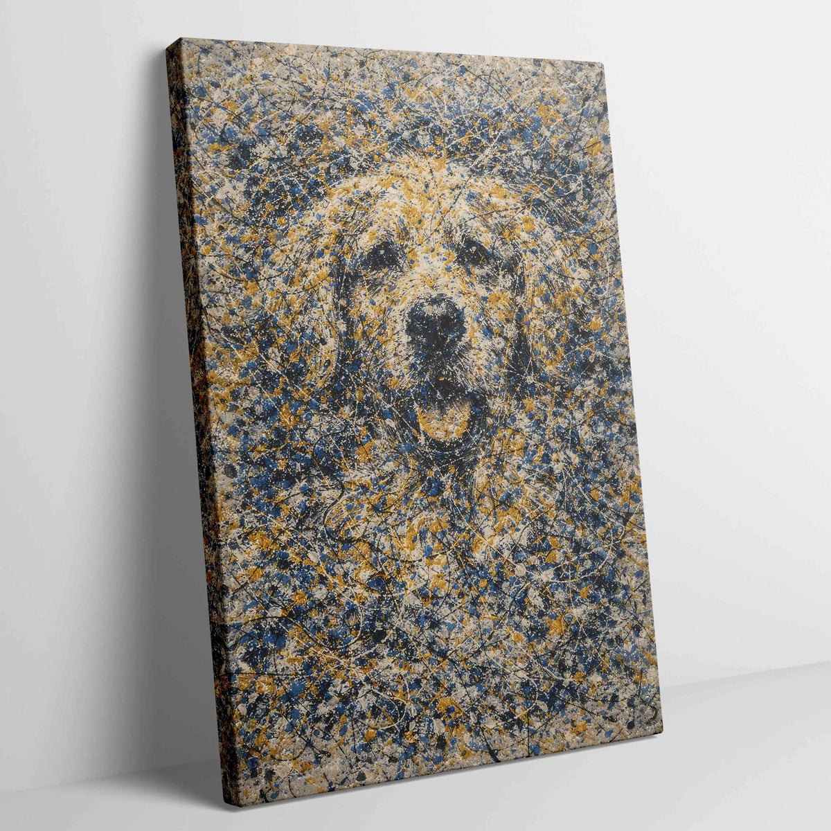 Golden Retriever Pollock-inspired Portrait, Goldie Wall Art Print